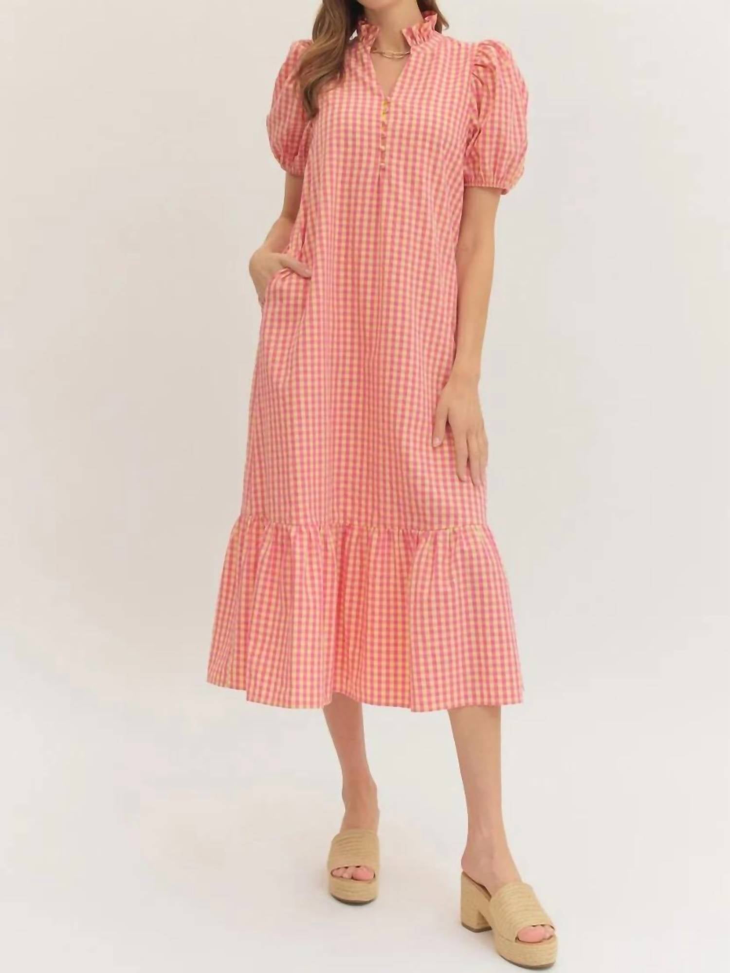 Entro - Ruth Gingham Midi Dress