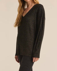 Z Supply Goldie Sweater in black - women's sweater - detail view
