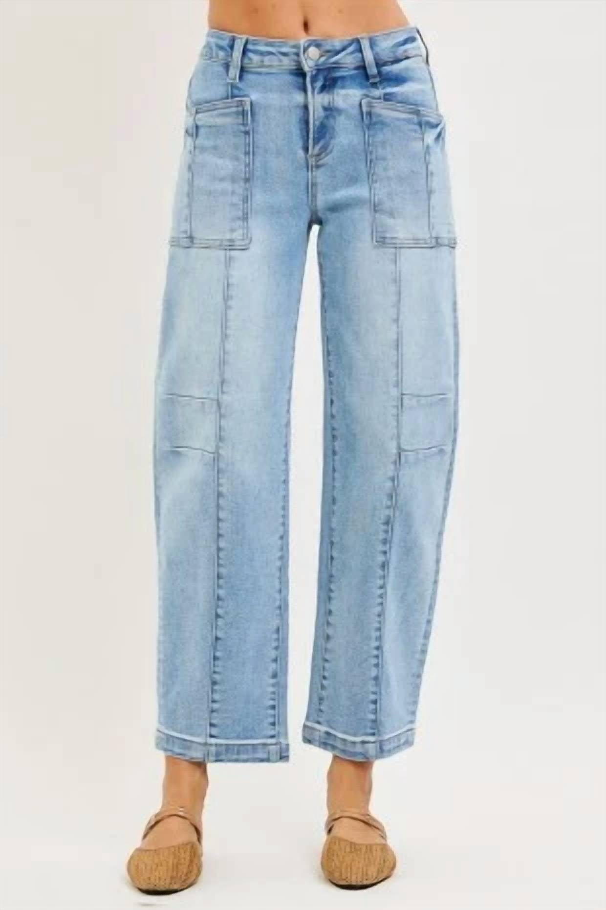 Risen - Slouchy Ankle Boyfriend Jeans With Patch Pockets