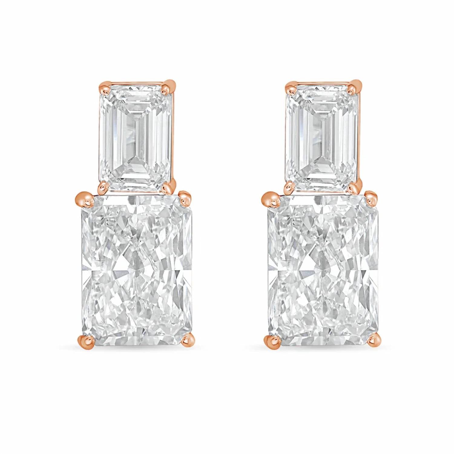Diana M Jewels - Women's Emerald Lab-Grown Diamond Stud Earrings (3.00 Ct TCW) - Signature