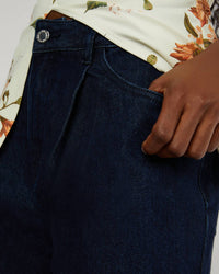We Wore What - Highrise Pleated Wide Leg Jeans