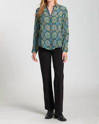 Apny - Button-up Blouse With Roll-up Sleeves