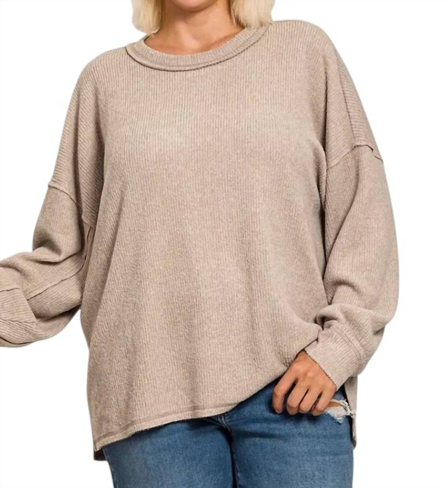 Zenana - Ribbed V Neck Sweater