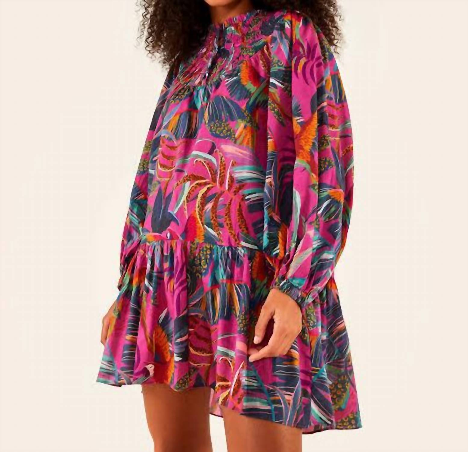 FARM RIO Rainbow Macaw Mini Dress in multi - women's dress - view 4