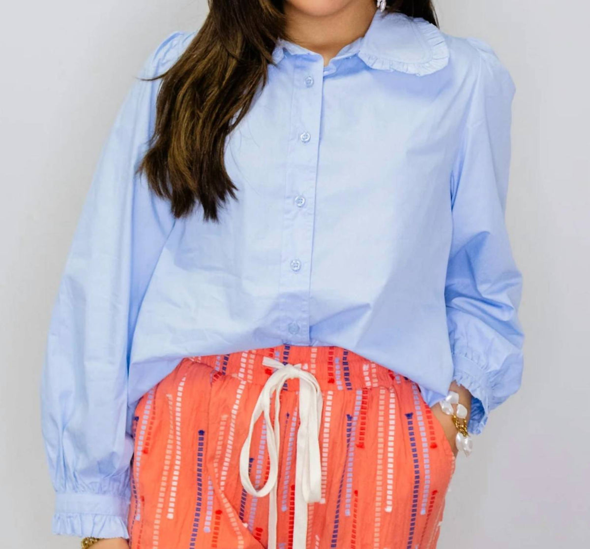 Jodifl - Ruffle Detail Button Down Shirt