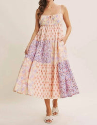 In February - Softly Mixed Cotton Floral Tiered Midi Dress