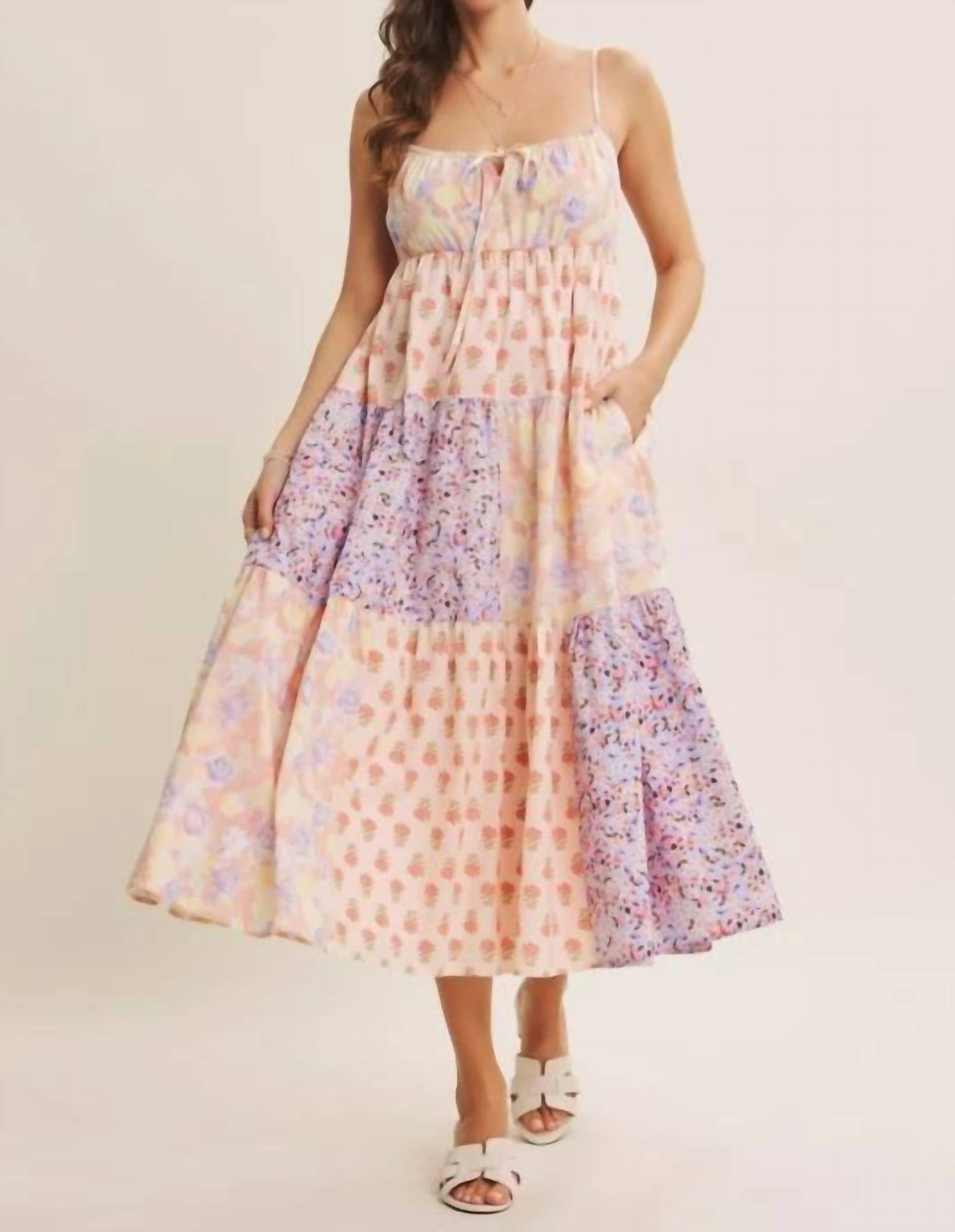In February - Softly Mixed Cotton Floral Tiered Midi Dress