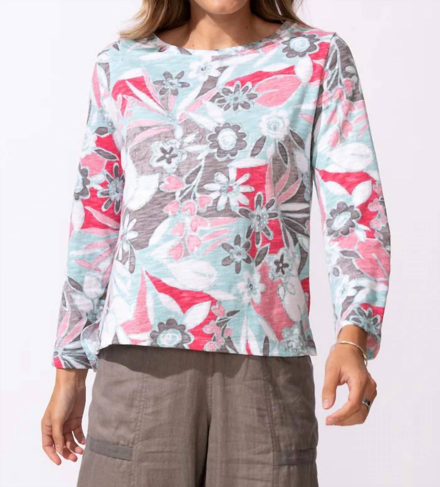 Escape By Habitat - Peruvian Cotton Fiji Floral Hi Lo Scoop Neck Tee