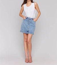 Charlie B - Scalloped Hem Button Front Skort
