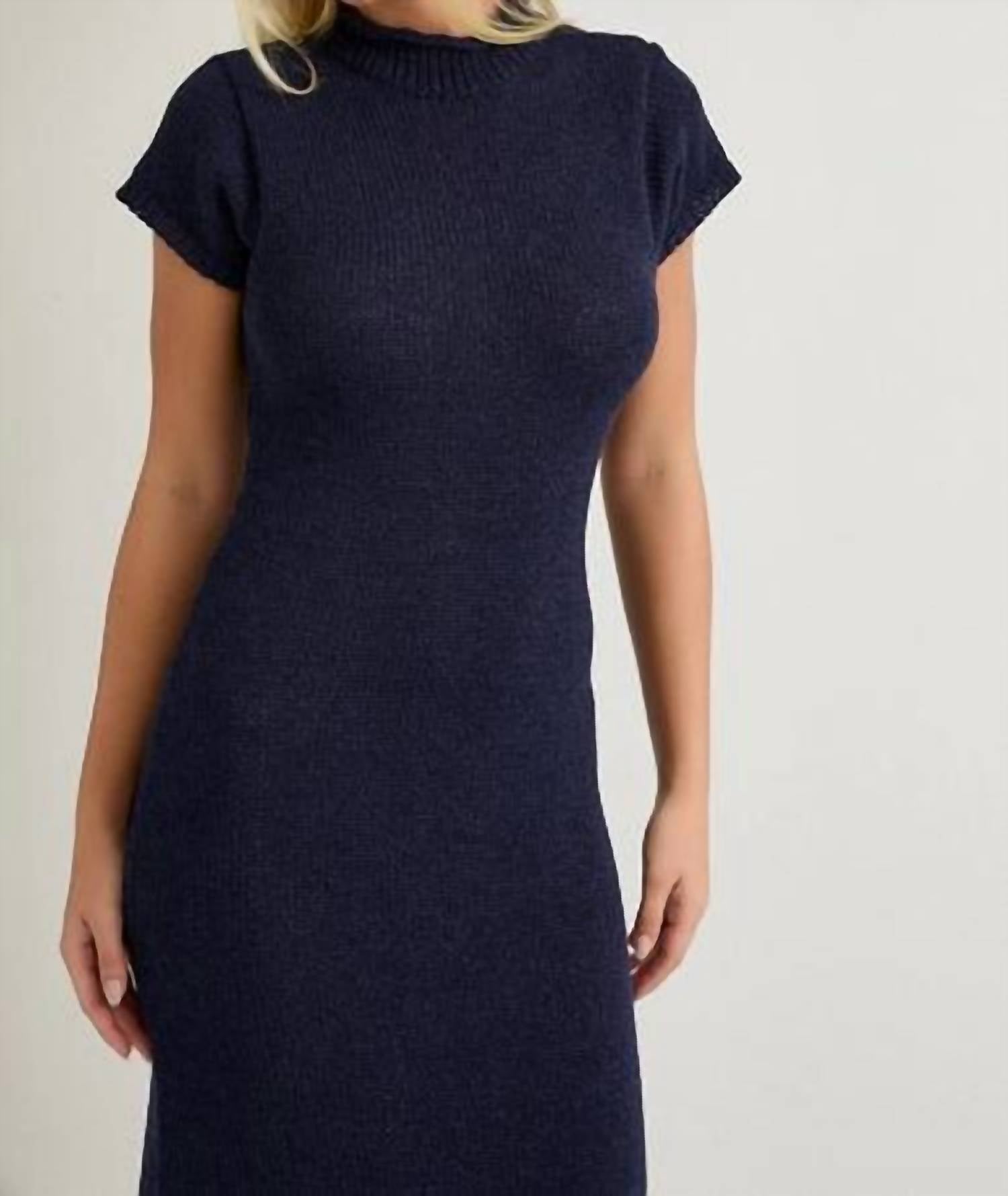 LE LIS Heidi Midi Sweater Dress in navy - women's dress - view 4