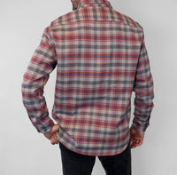 MuskOx Field Grand Flannel Shirt in sedona red - men's long sleeve top - detail view