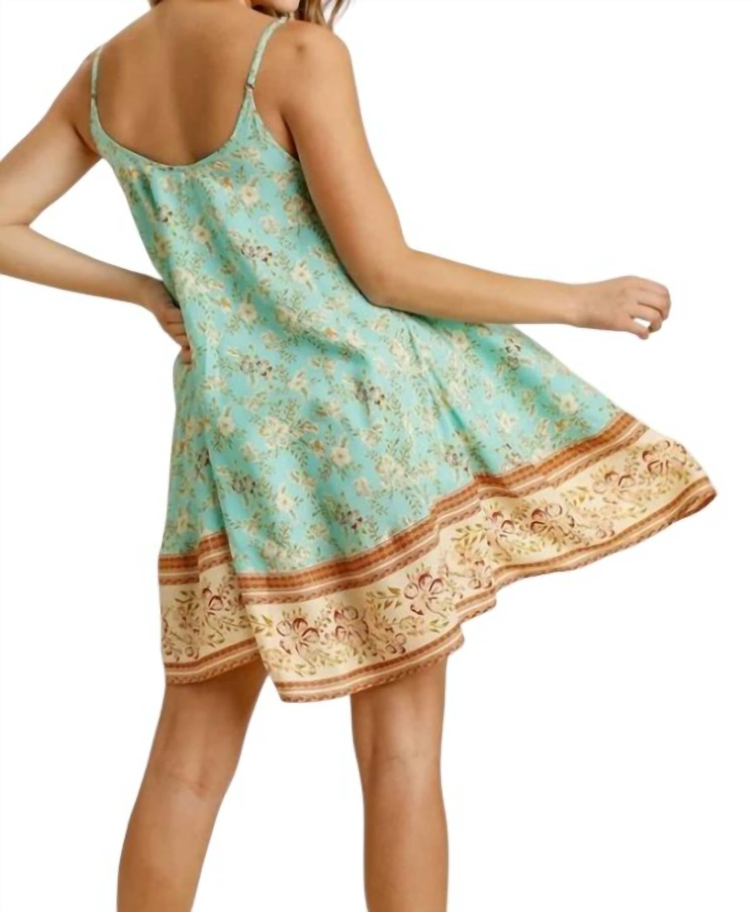 Umgee - Floral Spaghetti Strap Flowy Dress