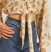 Lush - Floral Tie Front Top