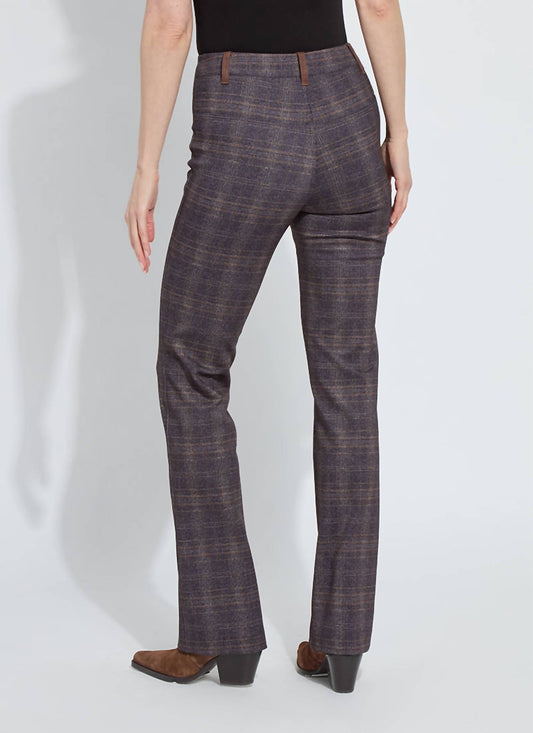 Lysse - Women's Plush Plaid Patterned Pintuck Ponte Baby Boot Pants
