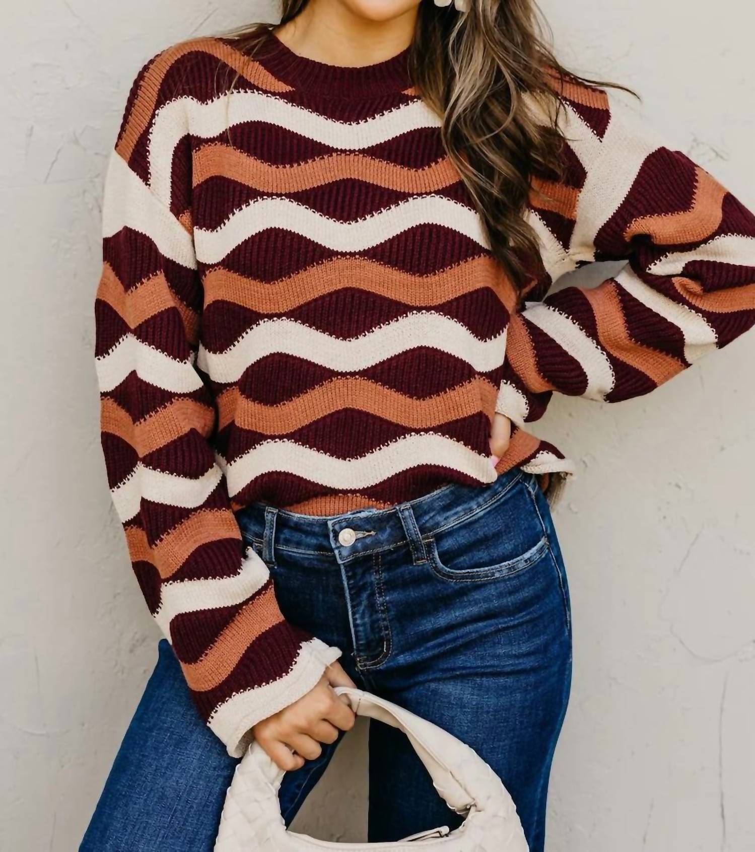 She + Sky - Wavy Stripe Sweater