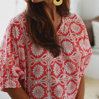 Exvoto - Poppy Mandarin Collar Blouse
