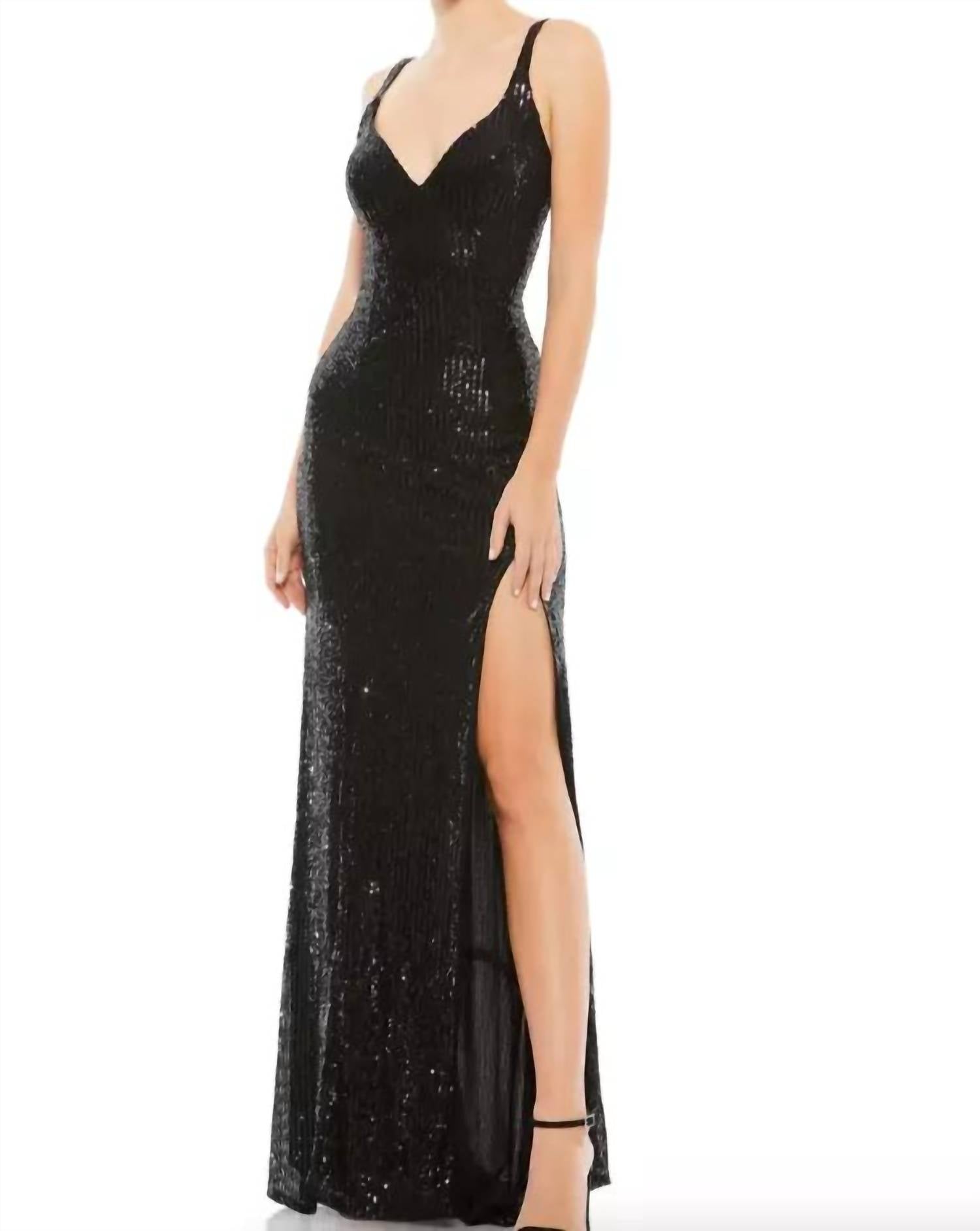 Ieena For Mac Duggal - Fully Sequined Scoop Back Gown Dress