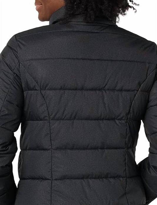 WOMEN'S STRETCH 3/4 PUFFER JACKET WITH FAUX FUR STRIPED HOOD