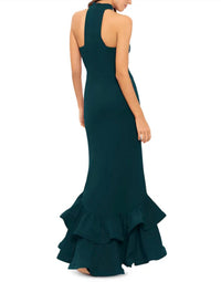Aqua - Racerback Ruffle Hem Gown