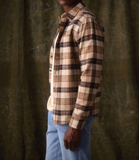 The Normal Brand Louis Heavyweight Flannel Shirt in mink plaid - men's long sleeve top - alternate view