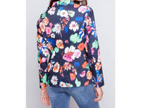CHARLIE B Floral Linen Blazer in gardenia - women's jacket - detail view