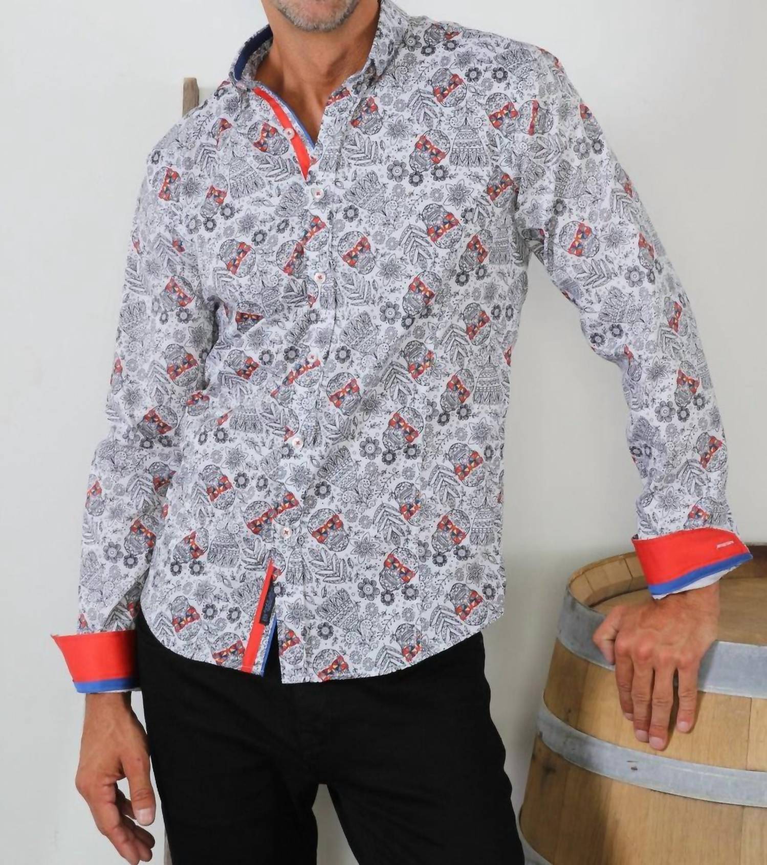 Eight X - Psychedelic Sugar Skull Button Down Shirt