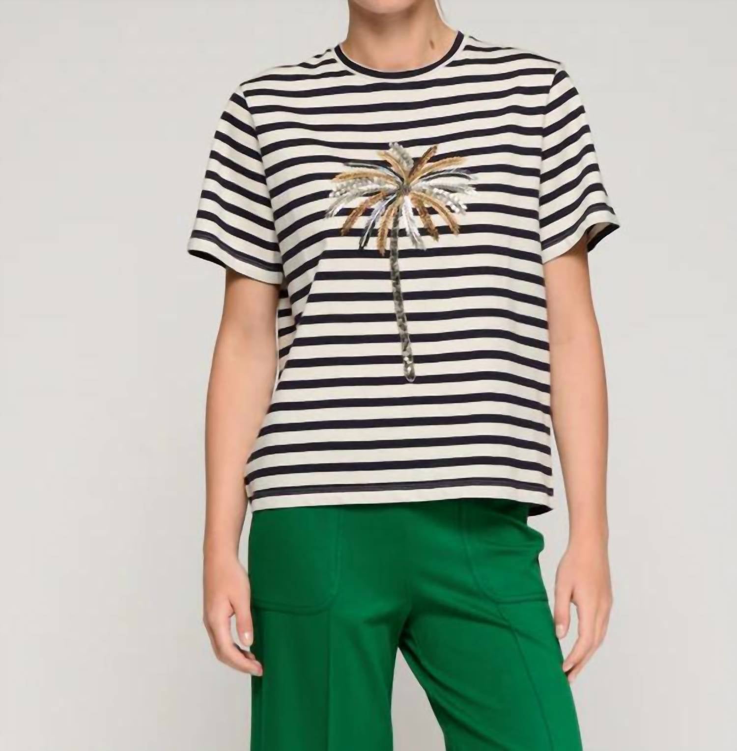 Vilagallo - Embroidered Palm Tree T-shirt