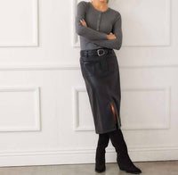 Karen Kane - Faux Leather Midi Skirt
