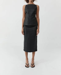 St. Agni - Woven Leather Square Neck Top