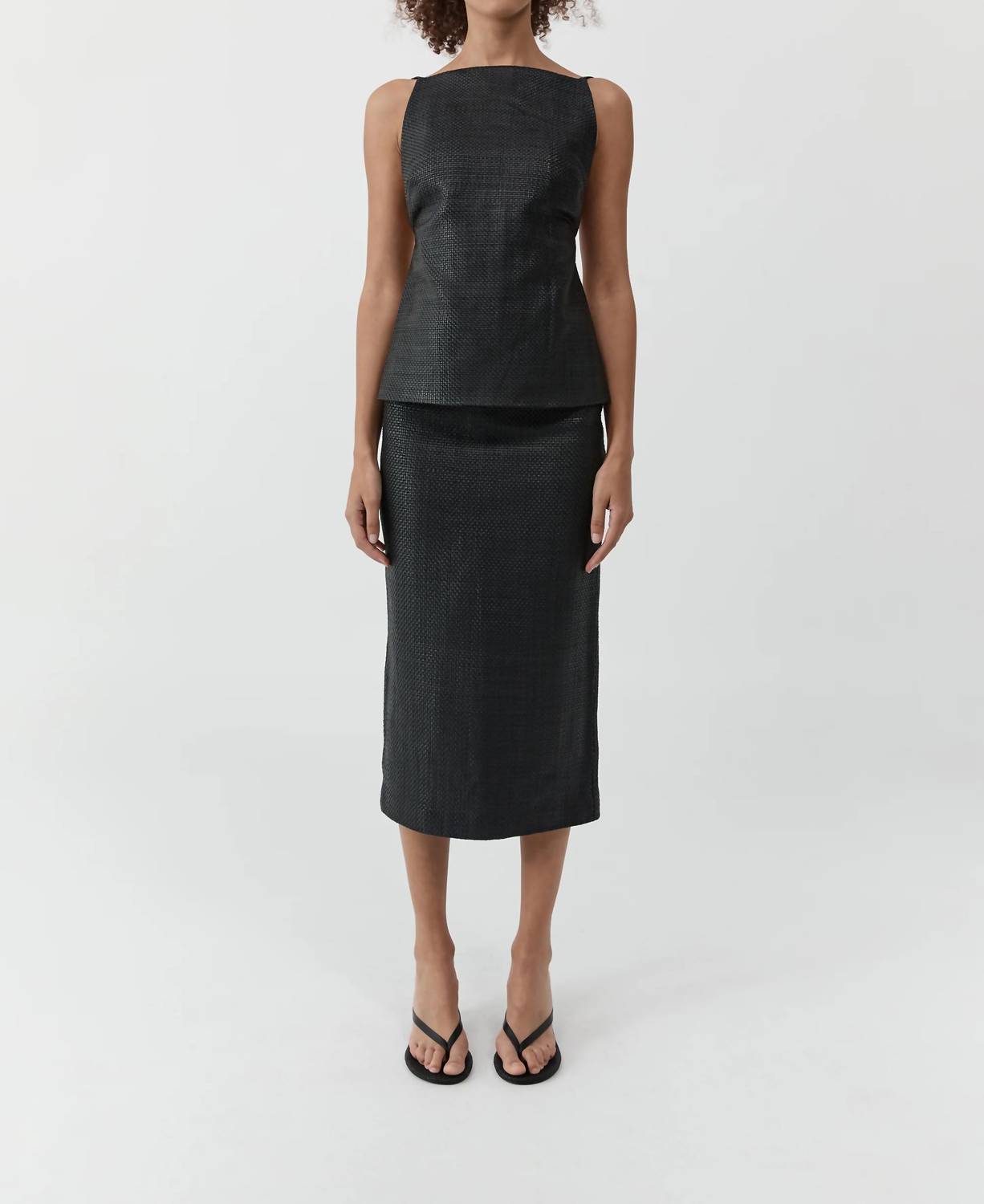 St. Agni - Woven Leather Square Neck Top