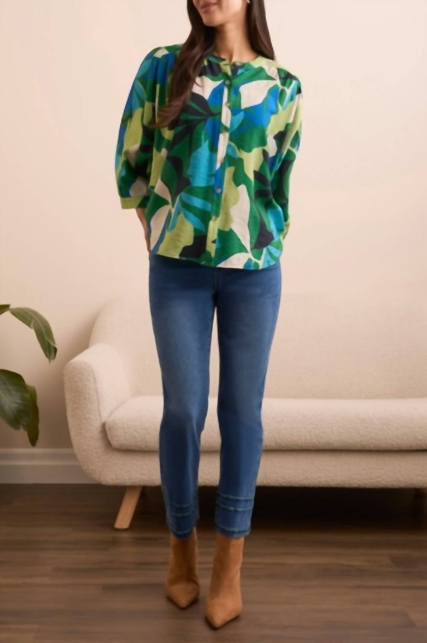 Tribal - Audrey Straight Crop Jeans With Tape Embroidery