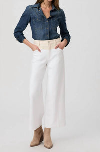 Paige - Harper High Rise Ankle With Contrast Raw Wide Leg Jeans