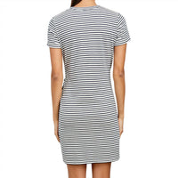 Rails Women's Edie Dress in ivory navy micro stripe - women's dress - detail view