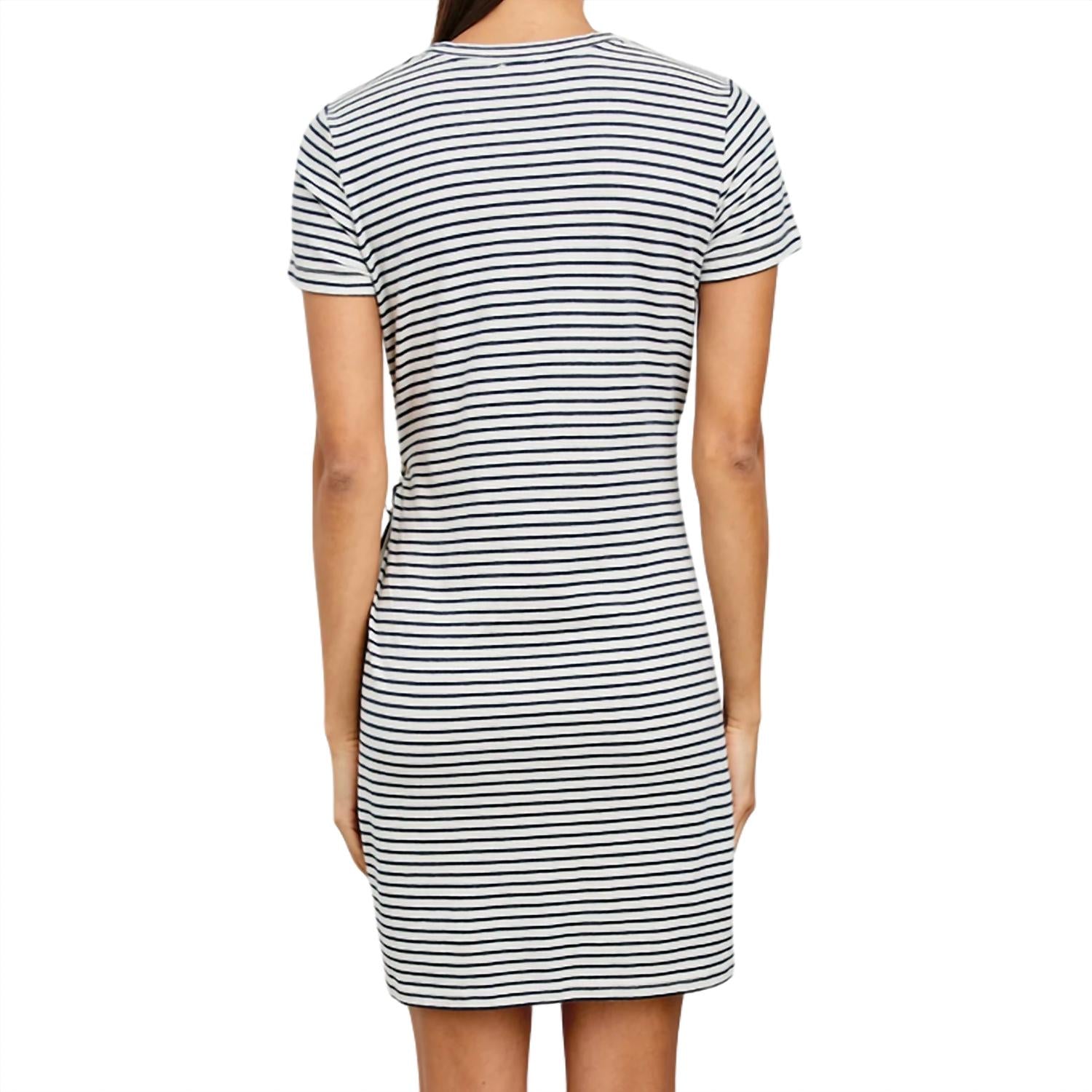 Rails Women's Edie Dress in ivory navy micro stripe - women's dress - detail view