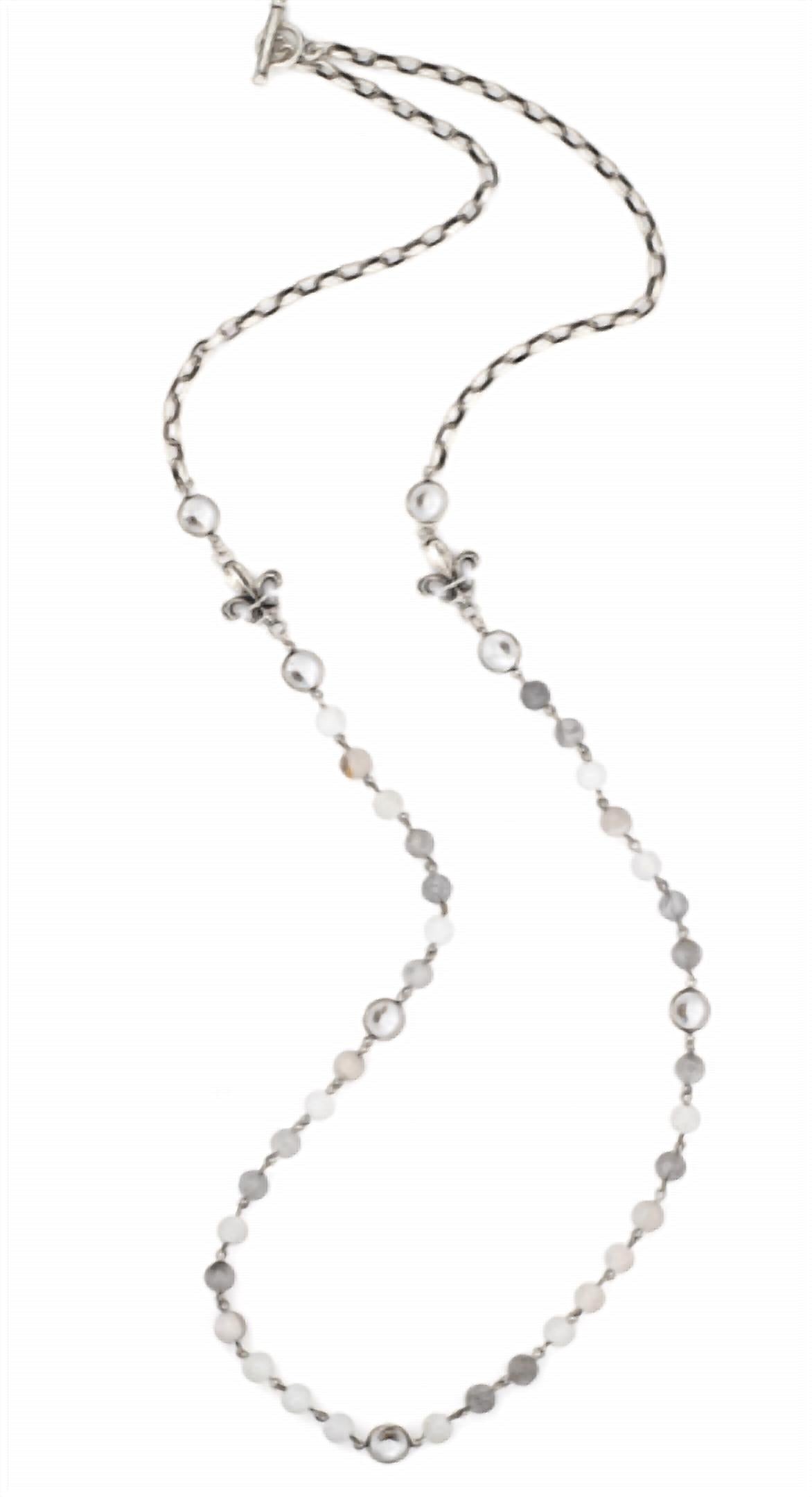 French Kande Women's Ashen Silk Mix With Wire Necklace in silver - women's jewelry