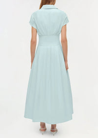 SIMKHAI Farlow Cotton Faille Midi Dress in sky - women's dress - alternate view