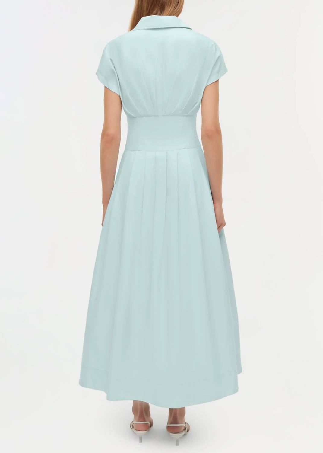 SIMKHAI Farlow Cotton Faille Midi Dress in sky - women's dress - alternate view