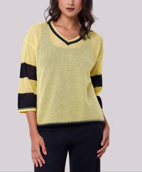 Angel Apparel - Crochet V-neck Top
