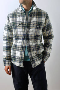 Relwen Men's Quilted Flannel Shirt Jacket in cream forest tartan - men's jacket - view 4