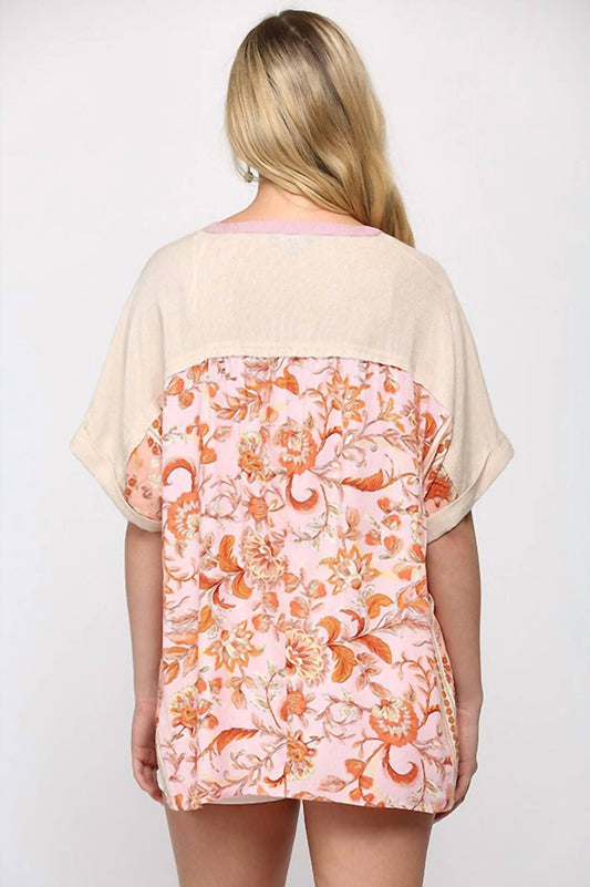 Gigio - Solid And Print Mixed Top