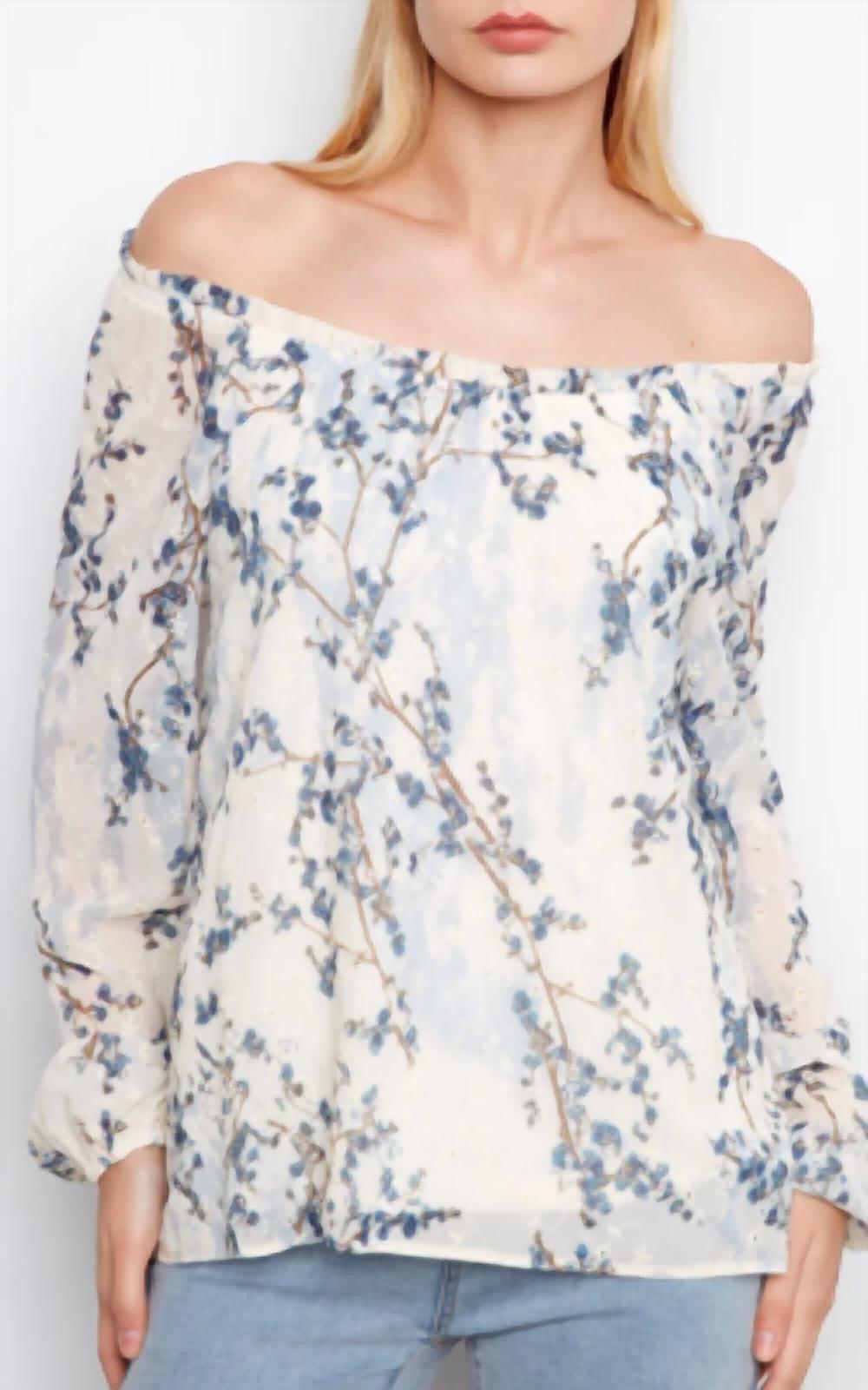 Charlie B - Printed Eyelet Off-Shoulder Blouse