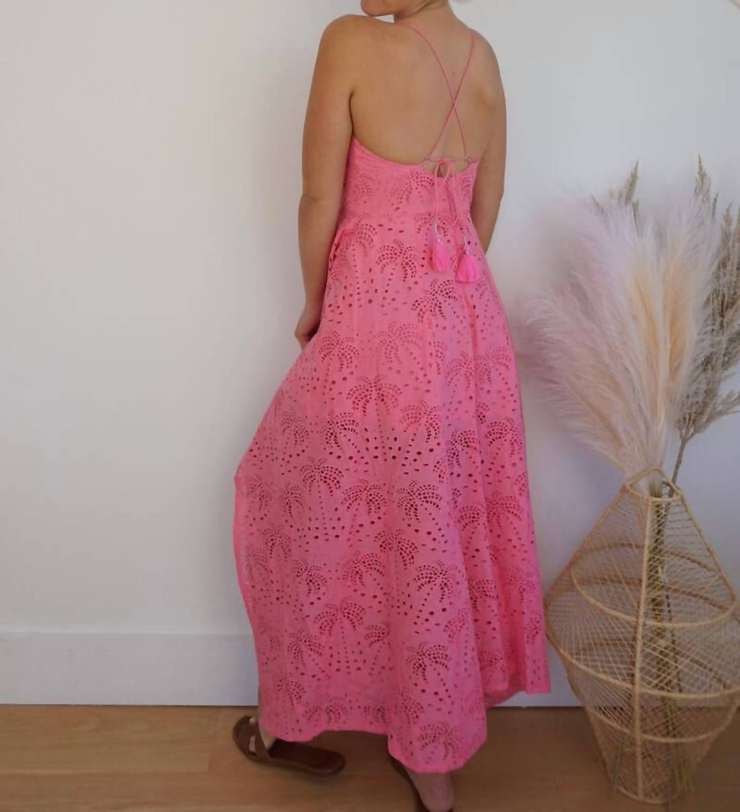 Nibi Mtk - Palm Eyelet Cross Back Dress