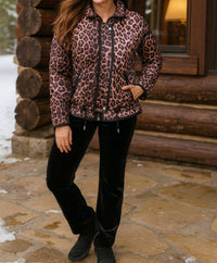 TRU LUXE Animal Print Quilted Jacket in leopard - women's jacket - alternate view