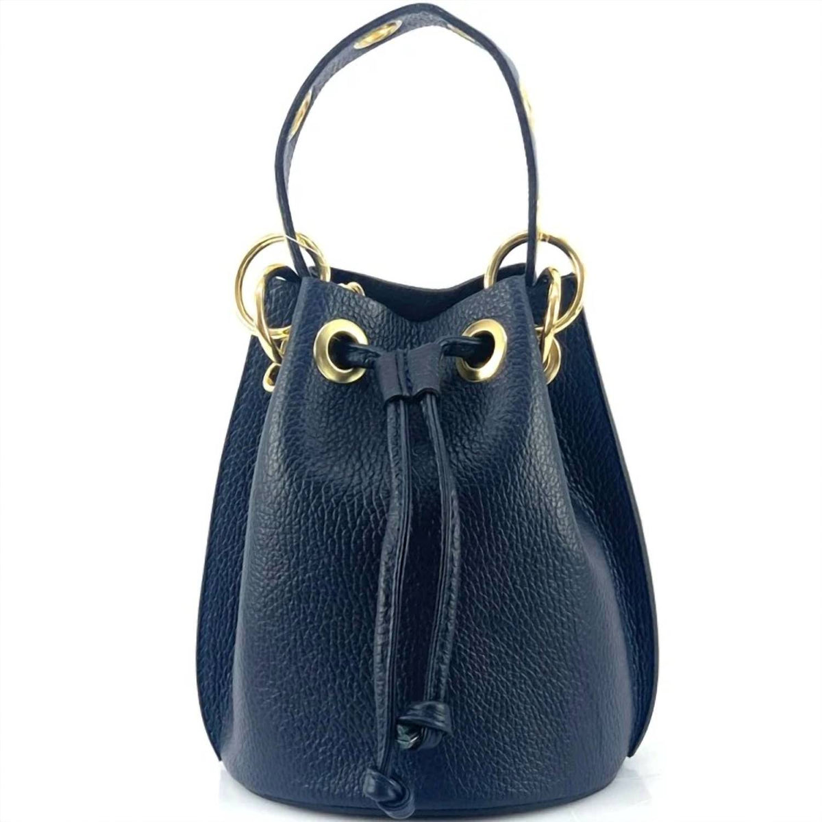 German Fuentes - Women's Italian Leather With Grommets Large Bucket Bag