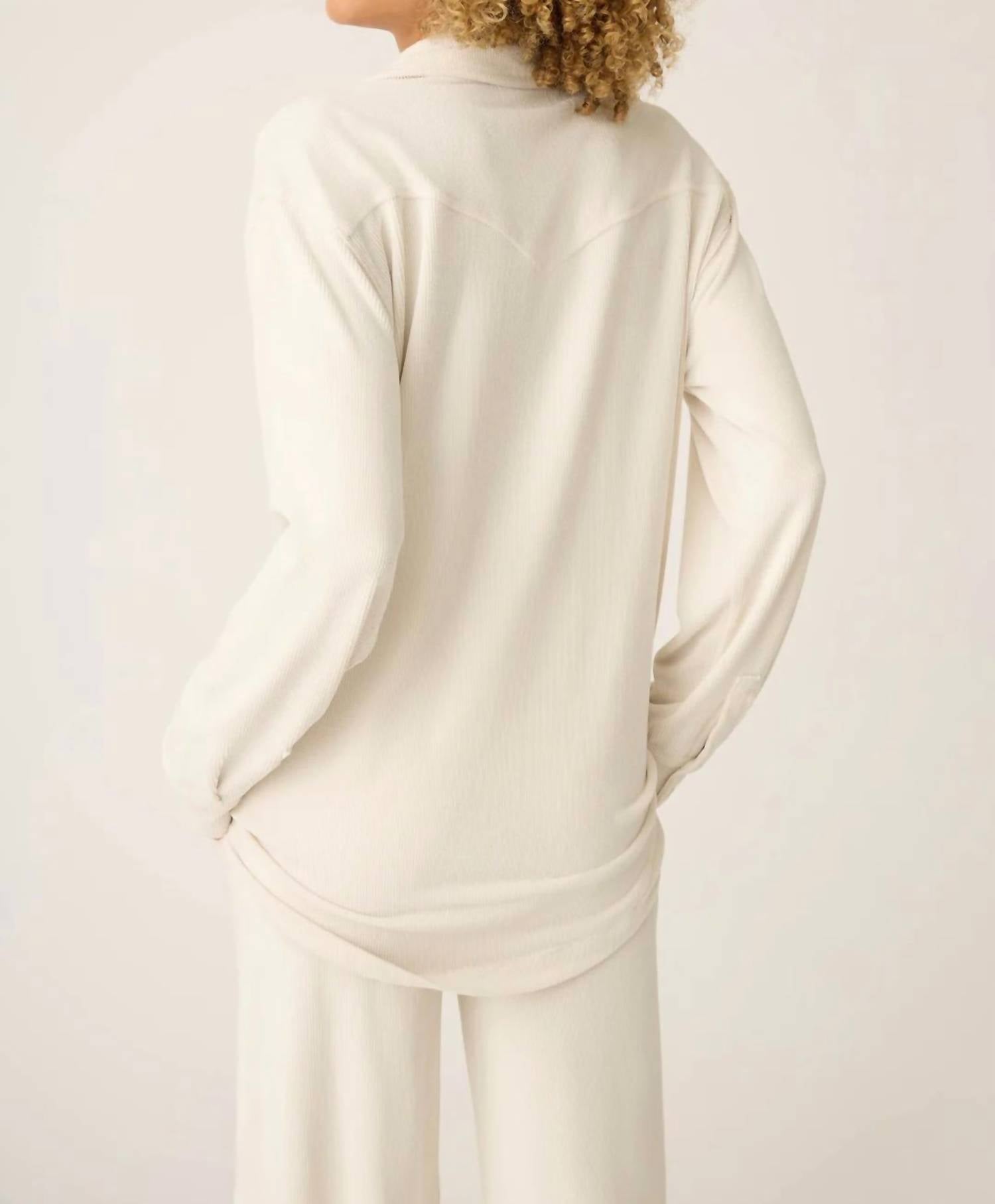 PJ Salvage Craving Corduroy Long Sleeve Button Up Shirt in natural - women's intimate - alternate view