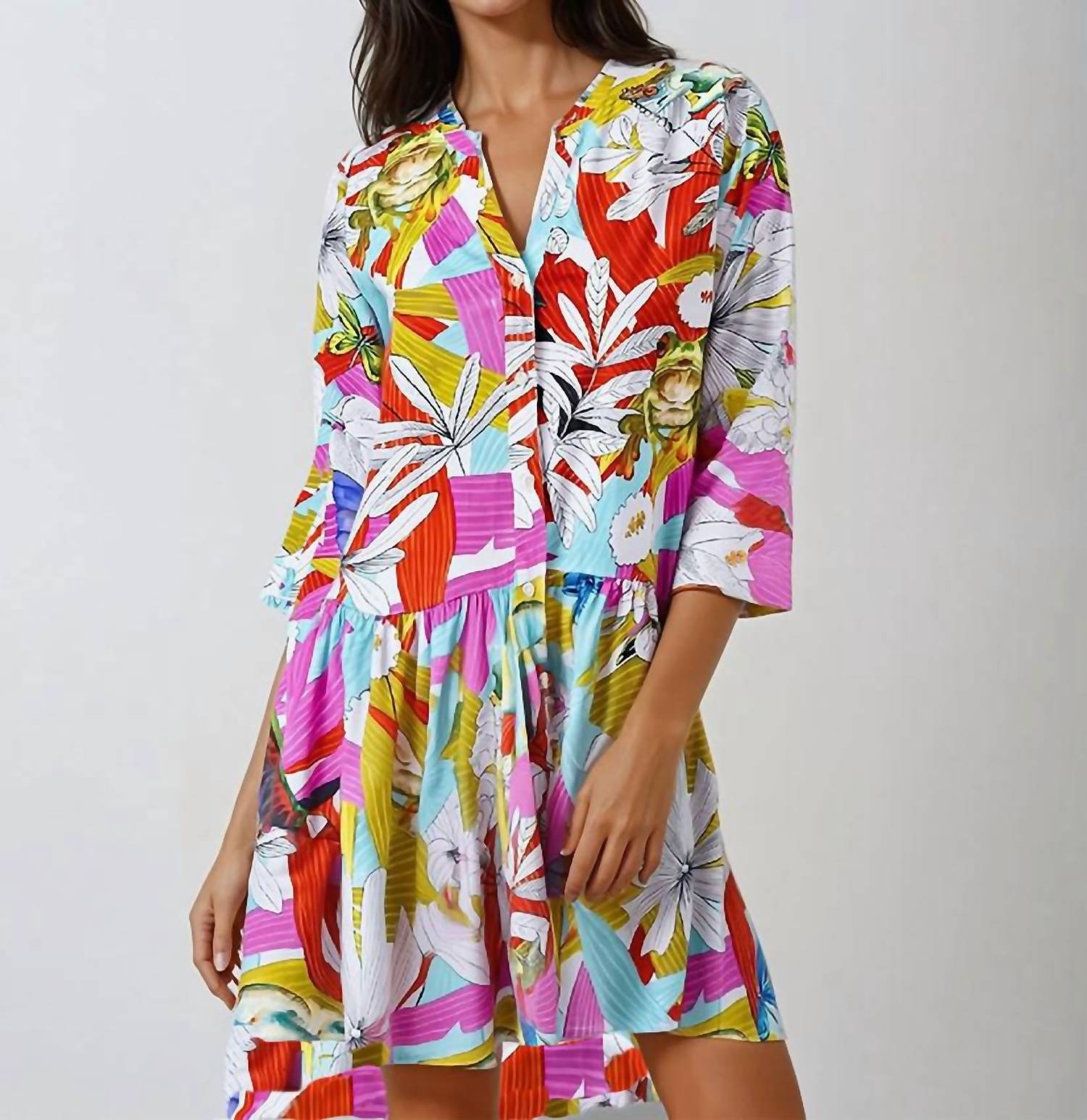 Vilagallo - ANGELA Aquarela Print Short Dress