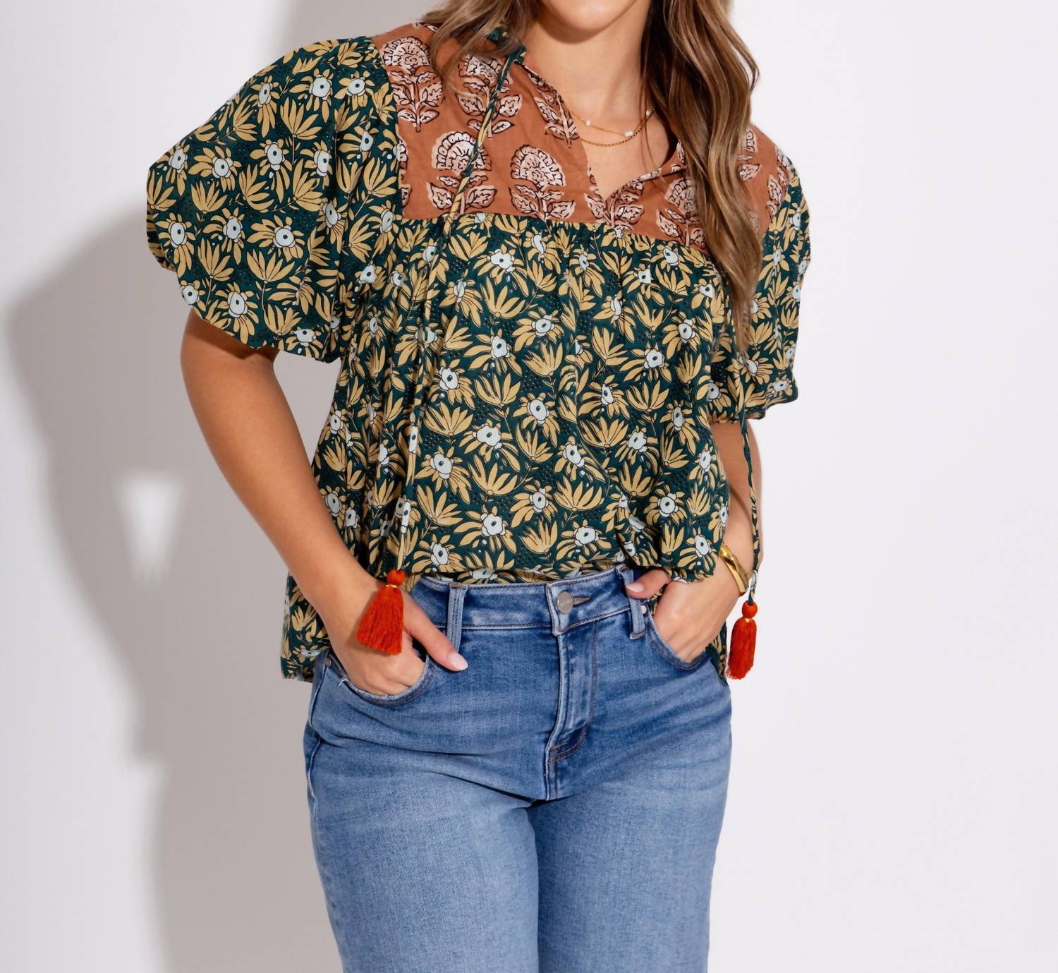 Thml - Floral Affair Neck Tie Top