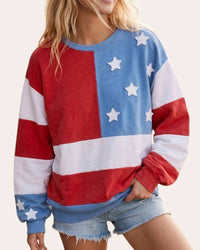 Sewn And Seen - Mineral Washed Americana Flag Sweatshirt