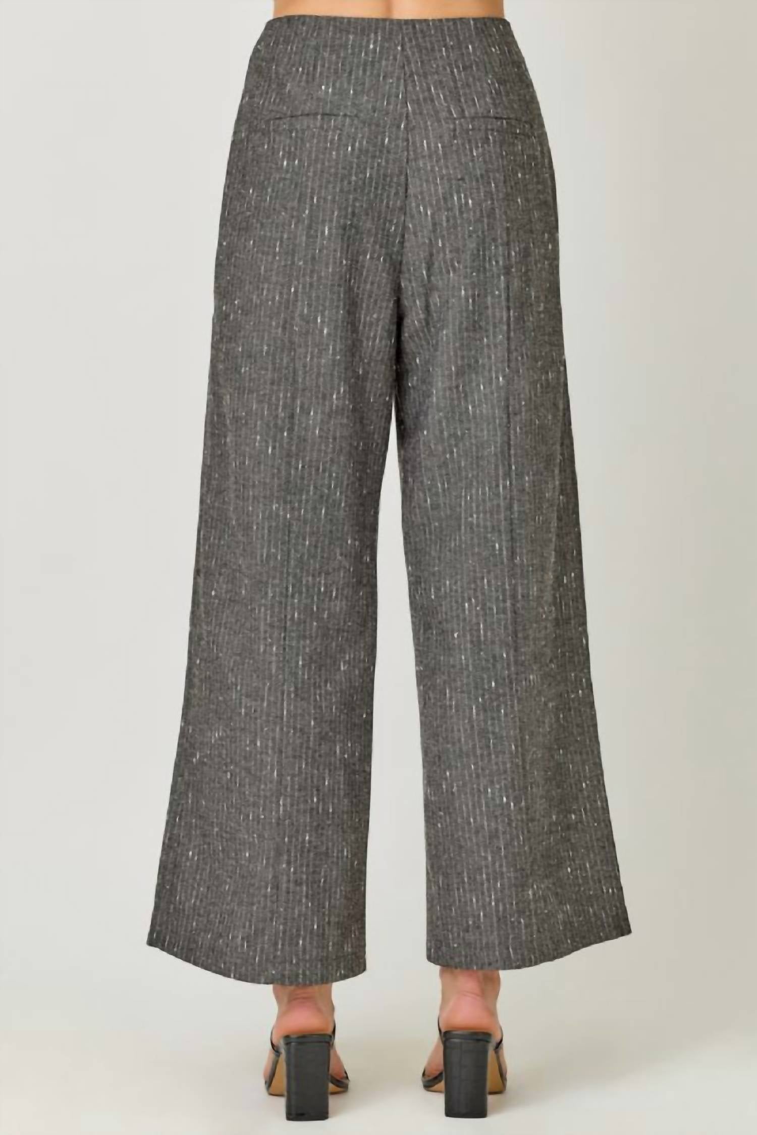 mystree Shimmer & Stride Pinstripe Trousers in grey - women's pants - detail view