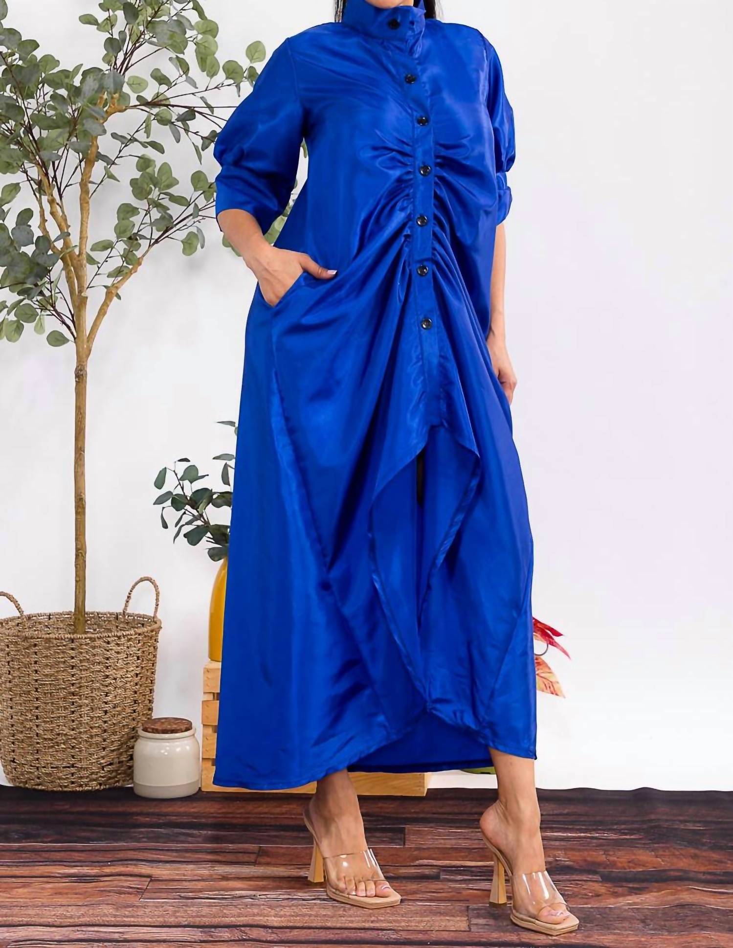 Karen T Design - Button Down Rutched Midi Dress